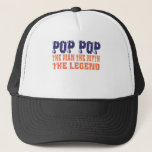 Pop pop (Oranje blauw) Trucker Pet<br><div class="desc">Pop Pop.Het Man. De mythe. De Legende.</div>