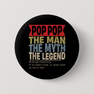 Pop Pop Retro Vaderdag Ronde Button 5,7 Cm