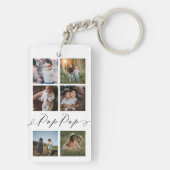 Pop Pop Script | Grootkinderen Fotoraster collage Sleutelhanger (achterkant)