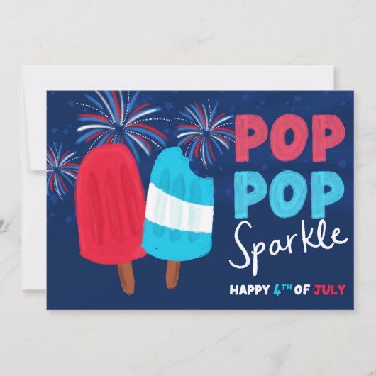 Pop Pop Sparkle Juli Viering Kaart (Voorkant)