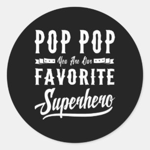 Pop Pop Superheld Fathers Day geeft pap opa Ronde Sticker