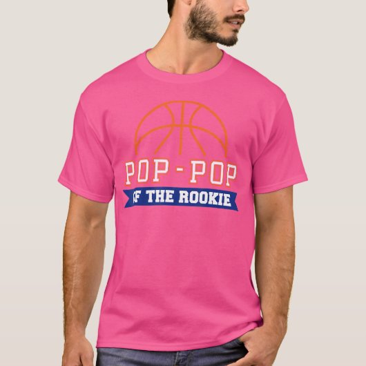 Pop-Pop van Rookie 1e Verjaardag Basketbal Thema M T-shirt (Voorkant)