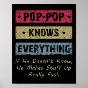 Pop-pop weet alles als hij het doet; niet weten vo poster
