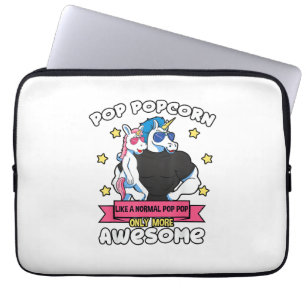 Pop Popcorn 1 Kind Vaderdag Pop Pop Eenhoorn Gra Laptop Sleeve
