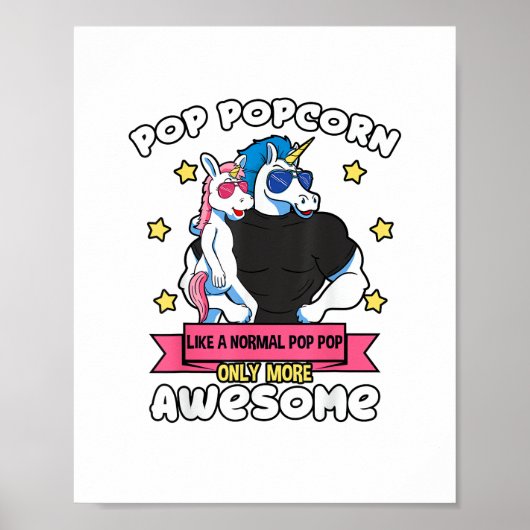 Pop Popcorn 1 Kind Vaderdag Pop Pop Eenhoorn Gra Poster (Voorkant)
