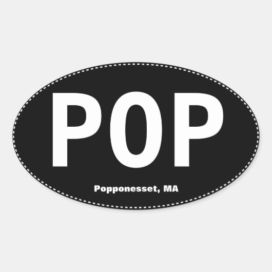 POP Popponesset MA Ovale Bumpersticker Sticker (Voorkant)