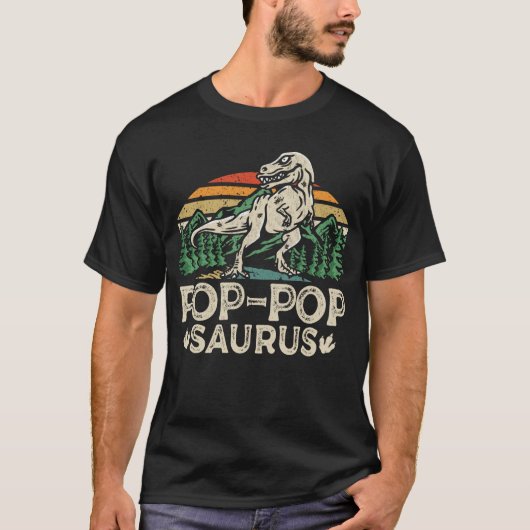 Pop-popsaurus Dinosaur Opa Vaderdag T-shirt (Voorkant)