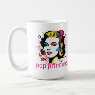 Pop prinses, vrouwengezicht, abstract kunstgezicht koffiemok