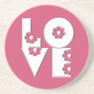 Pop Puffy Floral LOVE Square Zandsteen Onderzetter