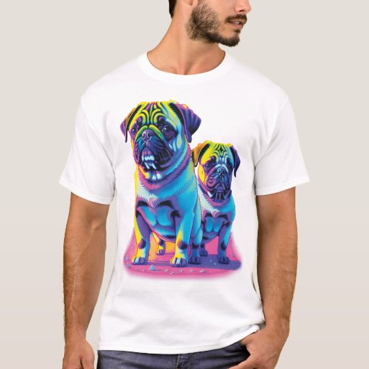 Pop Pugs in Pink T-shirt (Voorkant)