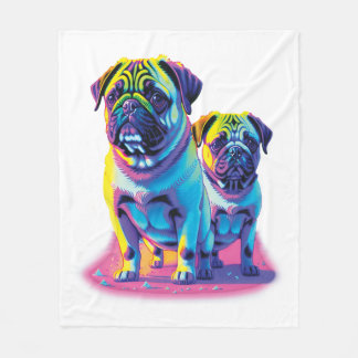 Pop Pugs in Roze Fleece Deken