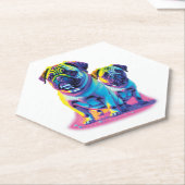 Pop Pugs in Roze Kartonnen Onderzetters (Schuin)
