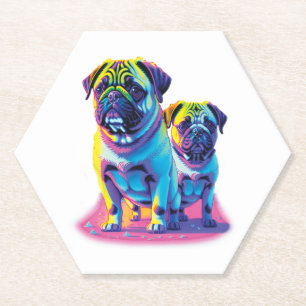 Pop Pugs in Roze Kartonnen Onderzetters