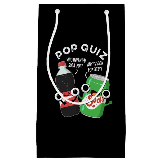 Pop Quiz Funny Soda Pop Pun Dark BG Klein Cadeauzakje (Voorkant)
