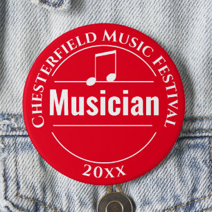 Pop Rock Klassiek Muziekfestival Musicus Badge Ronde Button 7,6 Cm