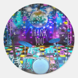 POP Rock STAR DANCE PARTY Verjaardagsmusical Favor Ronde Sticker