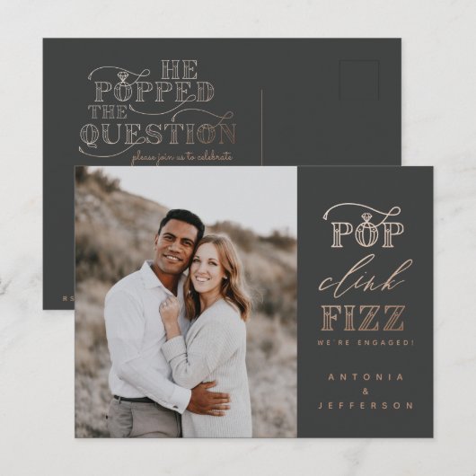 Pop roept uitnodigingen van de fizz verlovingspart (Voorkant / Achterkant)