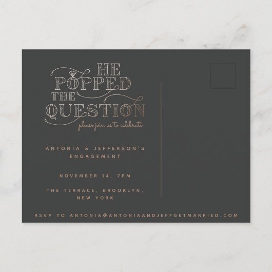 Pop roept uitnodigingen van de fizz verlovingspart (Achterkant)