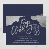 Pop rokt fizz script blue, New Years Eve Kaart (Voorkant / Achterkant)