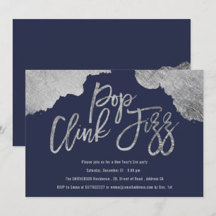 Pop rokt fizz script blue, New Years Eve Kaart