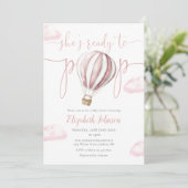 Pop roze ballonmeisje alles in één Baby shower Kaart (Staand voorkant)