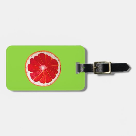 Pop roze grapefruits originele waterverf bagagelabel (Voorkant horizontaal)