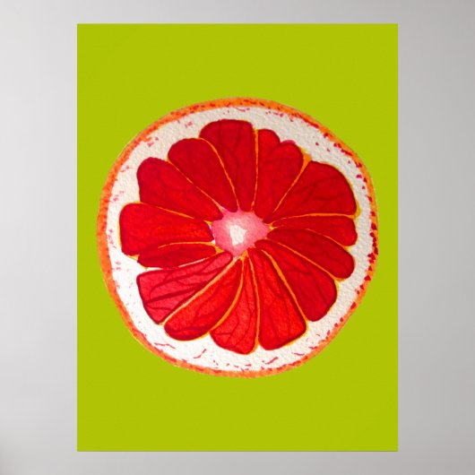 Pop roze grapefruits originele waterverf poster (Voorkant)