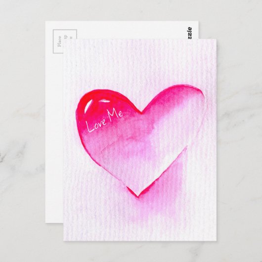 Pop roze hart valentijn briefkaart (Voorkant / Achterkant)