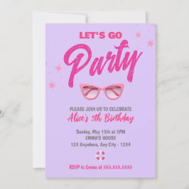 Pop Roze Malibu Meisje Let's Go Party Verjaardag Kaart