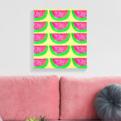 Pop roze watermeloenen op citroendoek canvas afdruk (Insitu (Woonkamer))