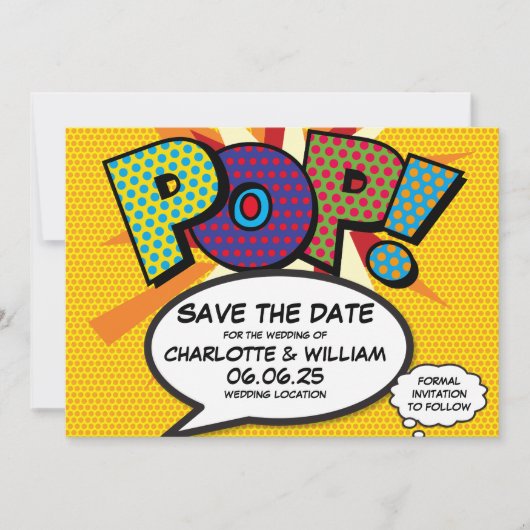 POP Save the Date Leuk Retro Strip Pop Art (Voorkant)