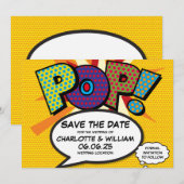 POP Save the Date Leuk Retro Strip Pop Art (Voorkant / Achterkant)