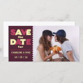 Pop Scene (Cherry/Cream) Sla de datum foto op Save The Date (Voorkant / Achterkant)