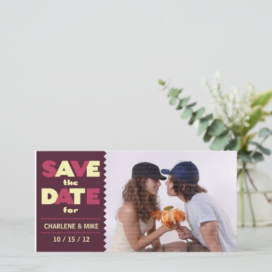 Pop Scene (Cherry/Cream) Sla de datum foto op Save The Date (Staand voorkant)