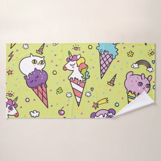 Pop Schattige Ice Cream: Dierenmotief Badhanddoek (Badhanddoek)