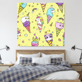 Pop Schattige Ice Cream: Dierenmotief Canvas Afdruk (Insitu (Slaapkamer))