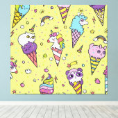 Pop Schattige Ice Cream: Dierenmotief Canvas Afdruk (Insitu (Houten vloer))