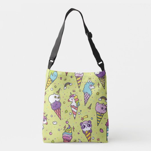 Pop Schattige Ice Cream: Dierenmotief Crossbody Tas (Achterkant)