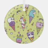 Pop Schattige Ice Cream: Dierenmotief Glas Ornament (Voorkant)