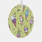Pop Schattige Ice Cream: Dierenmotief Glas Ornament (Voorkant Rechts)