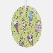 Pop Schattige Ice Cream: Dierenmotief Glas Ornament (Voorkant links)