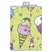 Pop Schattige Ice Cream: Dierenmotief Heupfles (Achterkant)