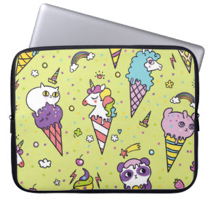 Pop Schattige Ice Cream: Dierenmotief Laptop Sleeve