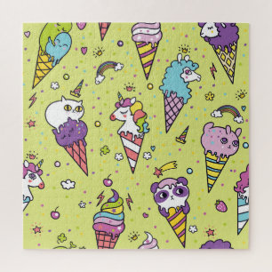 Pop Schattige Ice Cream: Dierenmotief Legpuzzel