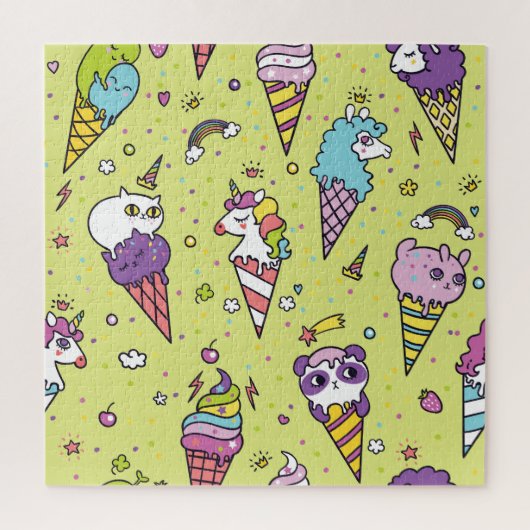Pop Schattige Ice Cream: Dierenmotief Legpuzzel (Verticaal)