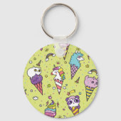 Pop Schattige Ice Cream: Dierenmotief Sleutelhanger (Achterkant)