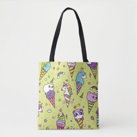 Pop Schattige Ice Cream: Dierenmotief Tote Bag (Voorkant)