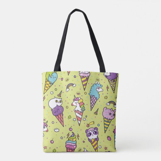 Pop Schattige Ice Cream: Dierenmotief Tote Bag (Achterkant)