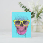 Pop schedel met bril briefkaart (Staand voorkant)
