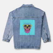 Pop schedel met bril denim jacket (Achterkant)